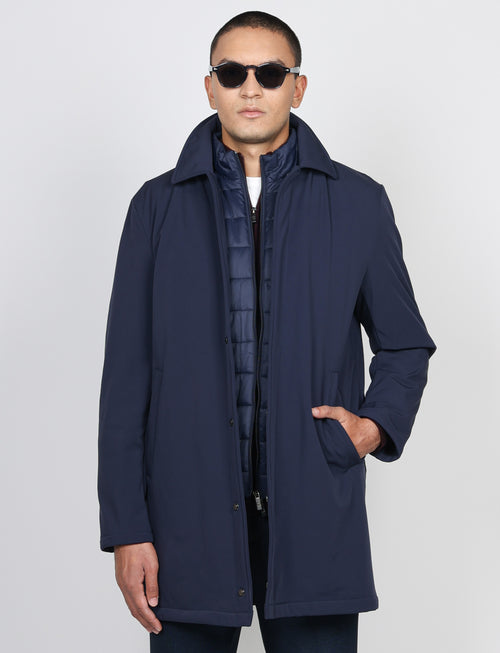 Trench tecnico con pettorina removibile |Colore:Blu