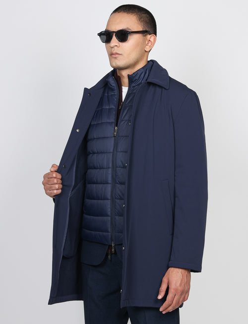 Trench tecnico con pettorina removibile |Colore:Blu