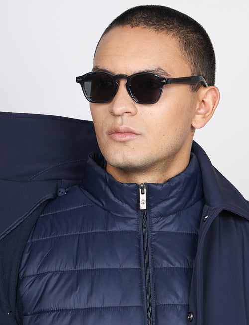 Trench tecnico con pettorina removibile |Colore:Blu