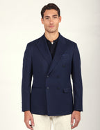 Giacca doppiopetto in tessuto spigato |Colore:Blu