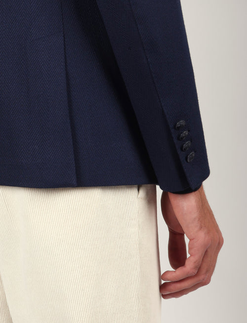 Giacca doppiopetto in tessuto spigato |Colore:Blu