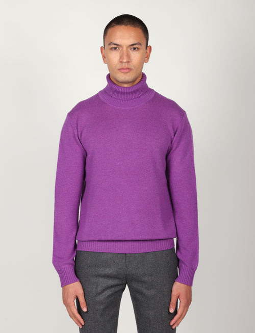 Dolcevita tinta unita in lana lambswool |Colore:Viola