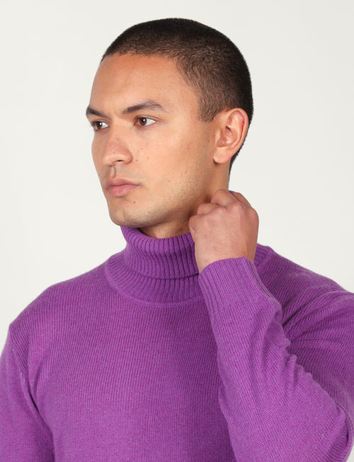 Dolcevita tinta unita in lana lambswool |Colore:Viola