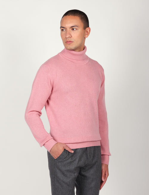 Dolcevita tinta unita in lana lambswool |Colore:Rosa