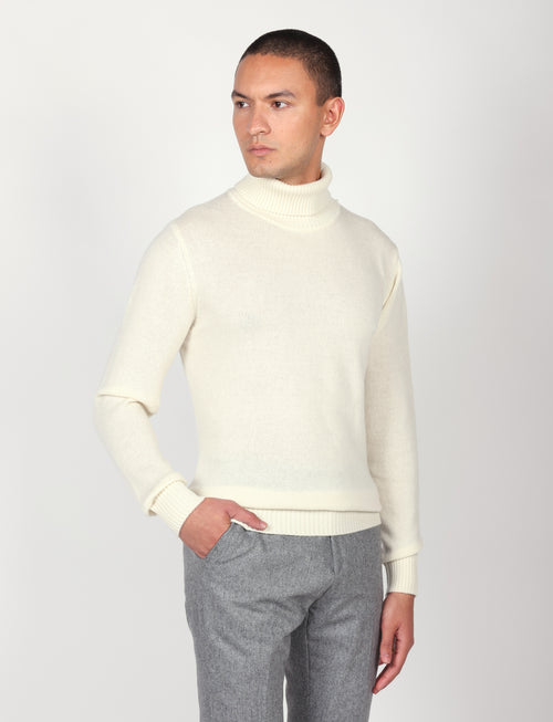 Dolcevita tinta unita in lana lambswool |Colore:Panna