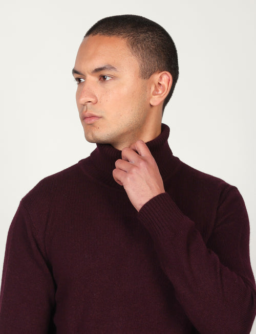 Dolcevita tinta unita in lana lambswool |Colore:Bordo