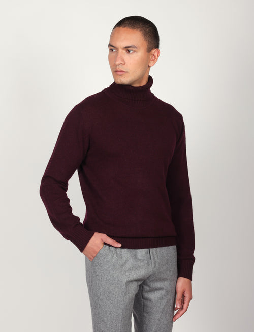 Dolcevita tinta unita in lana lambswool |Colore:Bordo