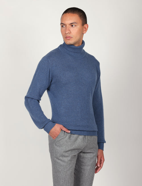 Dolcevita tinta unita in lana lambswool |Colore:Azzurro