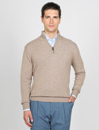 Maglia a mezza zip in lambswool |Colore:Beige