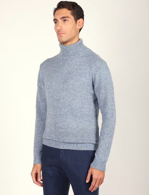 Dolcevita in lambswool moulinè |Colore:Celeste