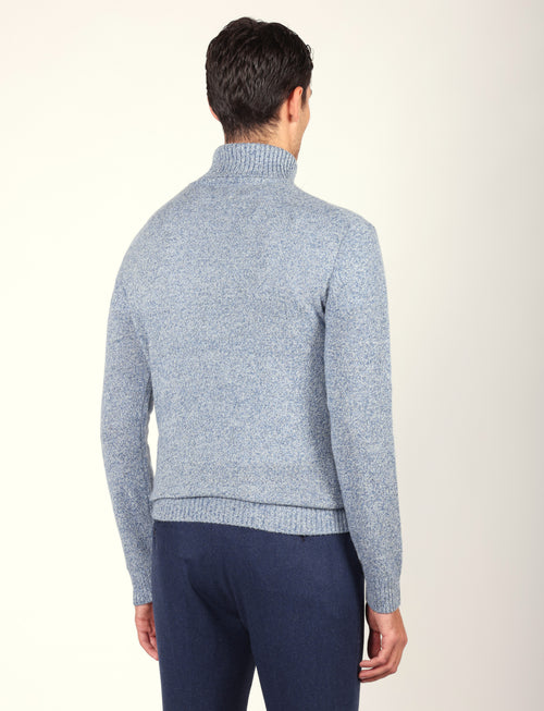 Dolcevita in lambswool moulinè |Colore:Celeste