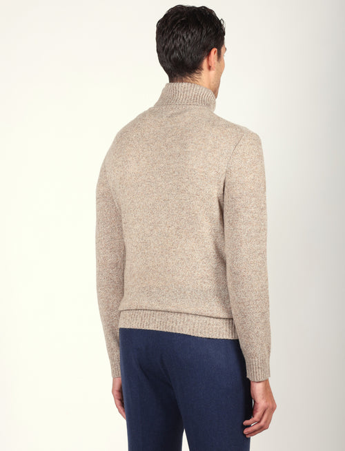 Dolcevita in lambswool moulinè |Colore:Beige
