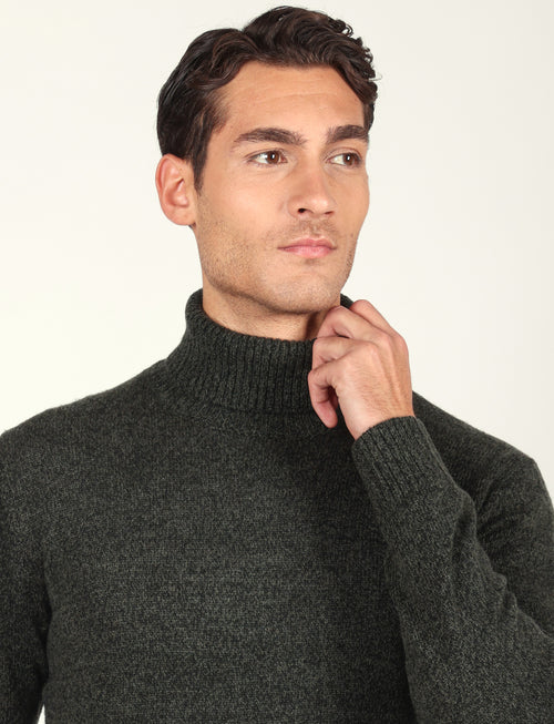 Dolcevita in lambswool moulinè |Colore:Verde bosco