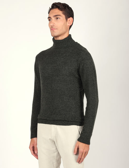 Dolcevita in lambswool moulinè |Colore:Verde bosco