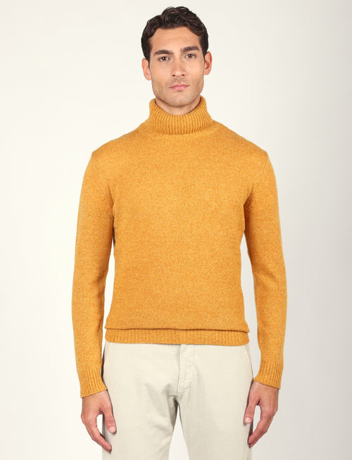Dolcevita in lambswool moulinè |Colore:Ocra