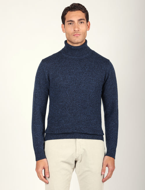 Dolcevita in lambswool moulinè |Colore:Blu