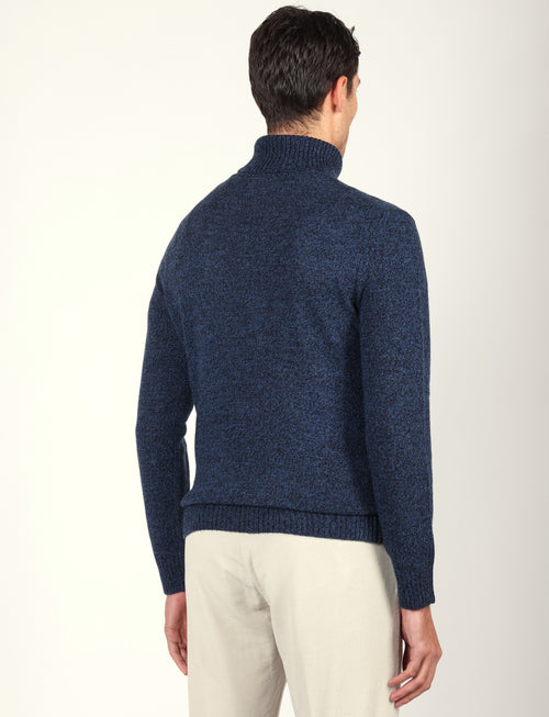 Dolcevita in lambswool moulinè |Colore:Blu