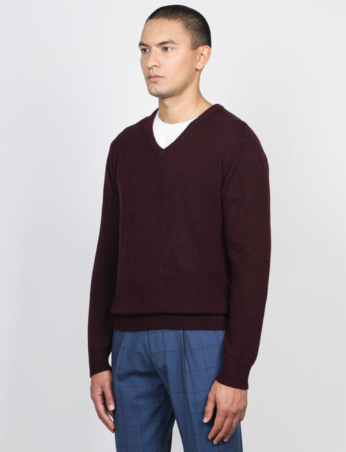 Maglia a scollo a v in lambswool |Colore:Bordo