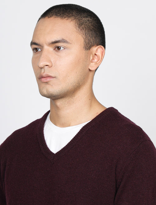 Maglia a scollo a v in lambswool |Colore:Bordo