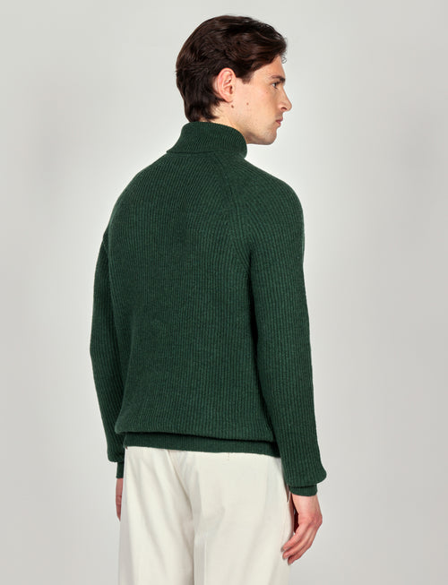 Dolcevita a costa inglesi in lana lambswool |Colore:Verde inglese