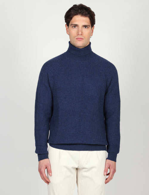 Dolcevita a costa inglesi in lana lambswool |Colore:Bluette