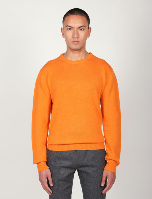 Maglia girocollo tinta unita in lana lambswool |Colore:Arancio