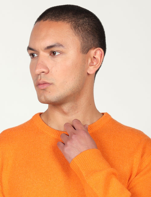 Maglia girocollo tinta unita in lana lambswool |Colore:Arancio