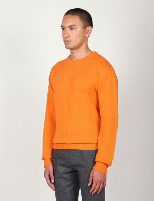 Maglia girocollo tinta unita in lana lambswool |Colore:Arancio