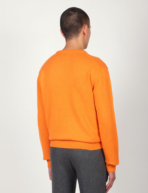 Maglia girocollo tinta unita in lana lambswool |Colore:Arancio