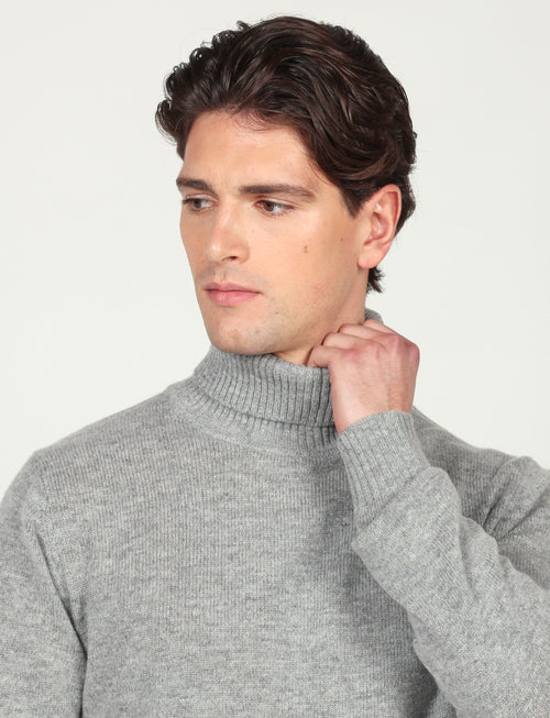 Dolcevita tinta unita in lana lambswool |Colore:Grigio medio