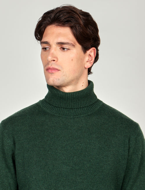 Dolcevita tinta unita in lana lambswool |Colore:Verde inglese