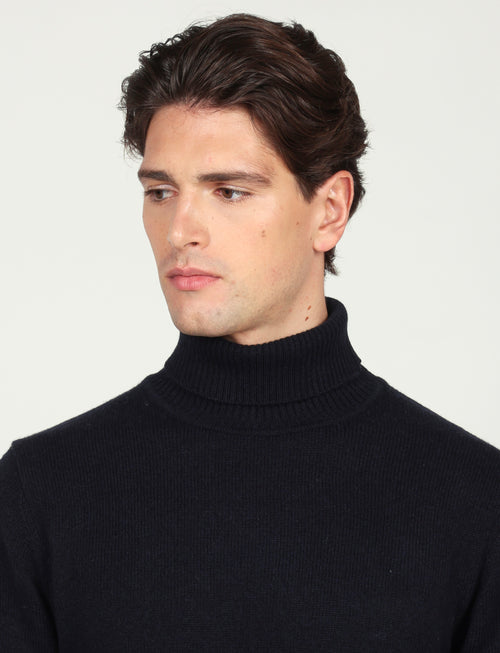Dolcevita tinta unita in lana lambswool |Colore:Blu