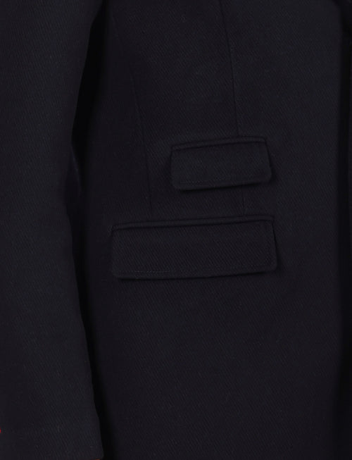 Cappotto in lana diagonale con pettorina |Colore:Blu