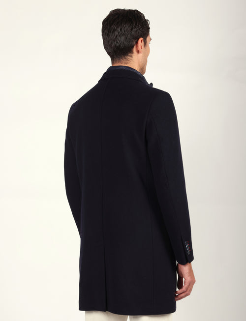 Cappotto in lana diagonale con pettorina |Colore:Blu