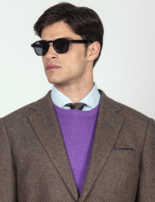 Giacca in misto lana tessuto occhio di pernice |Colore:Fango