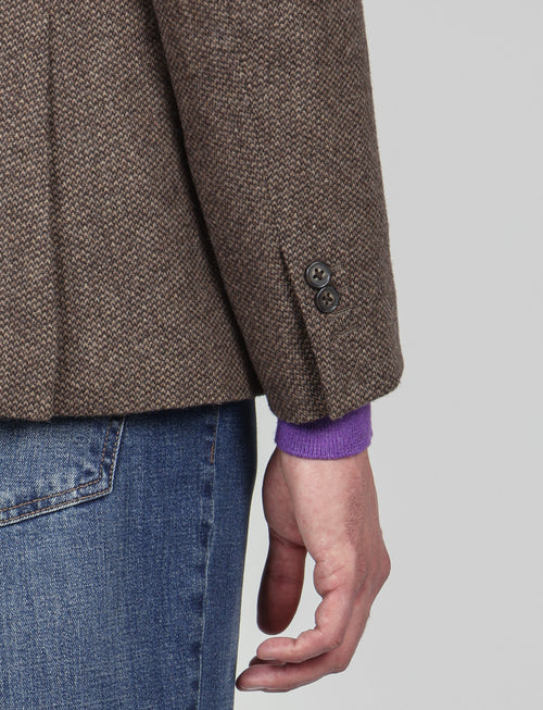 Giacca in misto lana tessuto occhio di pernice |Colore:Fango