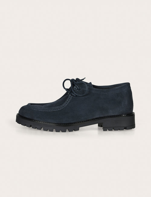 Scarpe stringate in camoscio con suola carrarmato |Colore:Blu