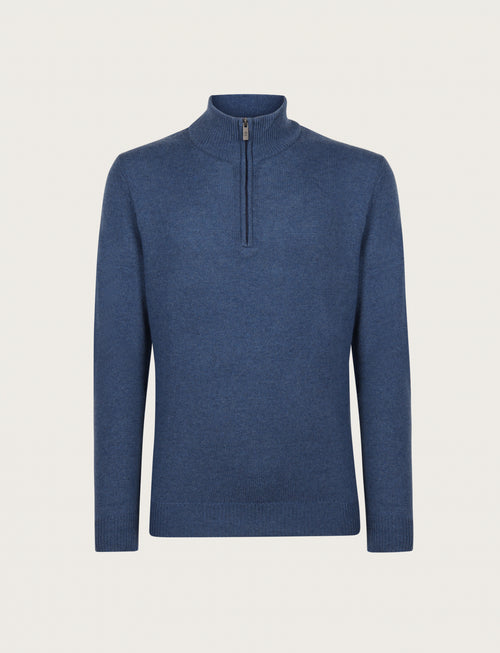 Maglia a mezza zip in lambswool |Colore:Azzurro