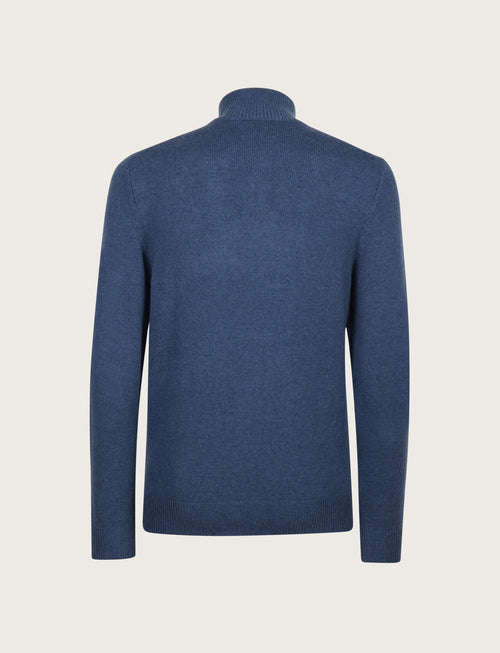 Maglia a mezza zip in lambswool |Colore:Azzurro