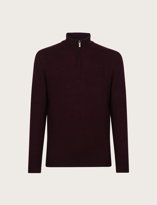 Maglia a mezza zip in lambswool |Colore:Bordo