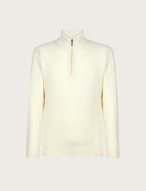 Maglia a mezza zip in lambswool |Colore:Panna