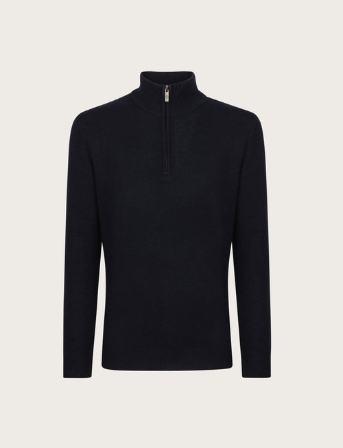 Maglia a mezza zip in lambswool |Colore:Blu