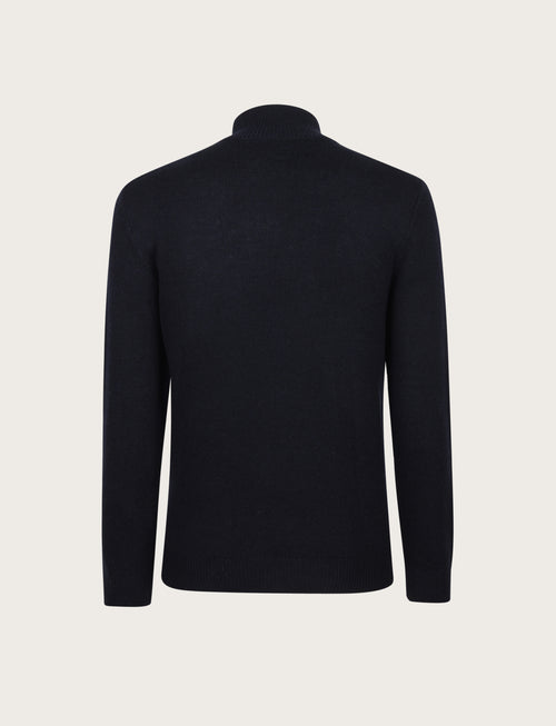 Maglia a mezza zip in lambswool |Colore:Blu