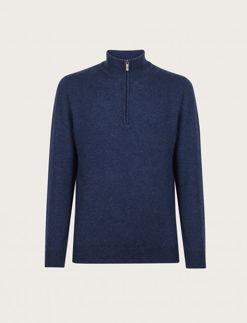 Maglia a mezza zip in lambswool |Colore:Bluette