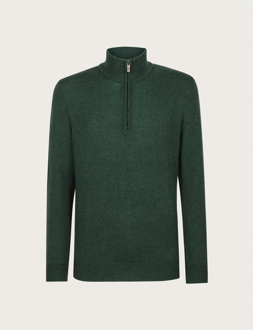 Maglia a mezza zip in lambswool |Colore:Verde inglese