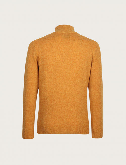 Maglia a mezza zip in lambswool moulinè |Colore:Ocra