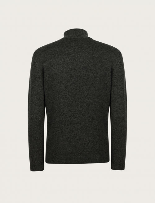 Maglia a mezza zip in lambswool moulinè |Colore:Verde bosco