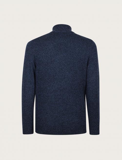 Maglia a mezza zip in lambswool moulinè |Colore:Blu
