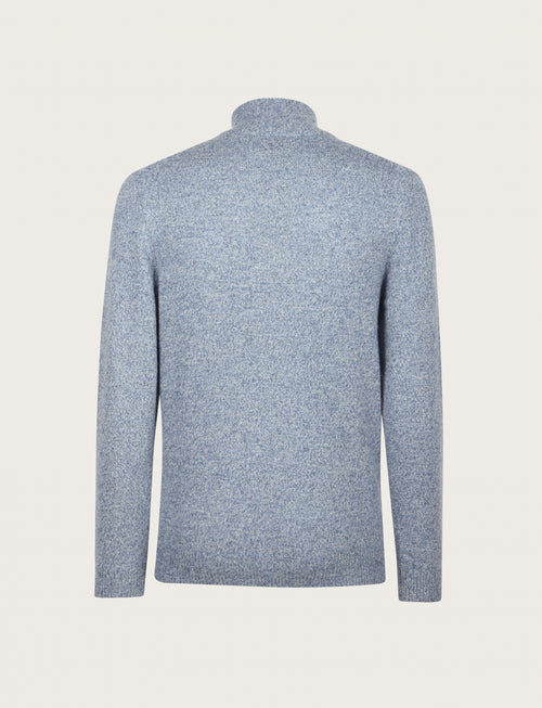 Maglia a mezza zip in lambswool moulinè |Colore:Celeste
