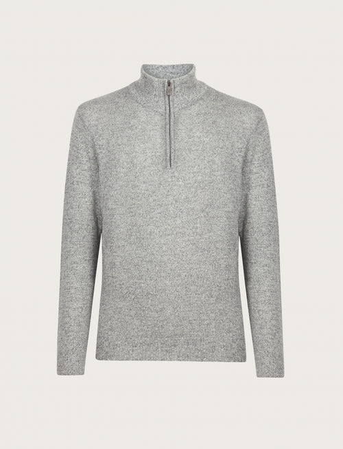 Maglia a mezza zip in lambswool moulinè |Colore:Grigio